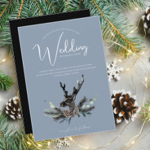 Dusty Blue Deer Head Winter Christmas Wedding
