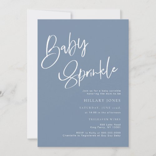 Dusty Blue Denim Bohemian Baby Sprinkle Invitation