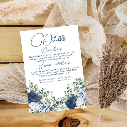 Dusty Blue Details Card Wedding  Elegant  Floral
