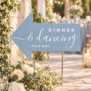 Dusty Blue Dinner and Dancing Wedding Arrow Sign