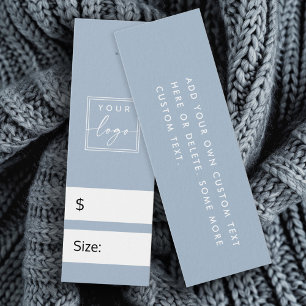 Dusty blue DIY price hang tag with custom logo