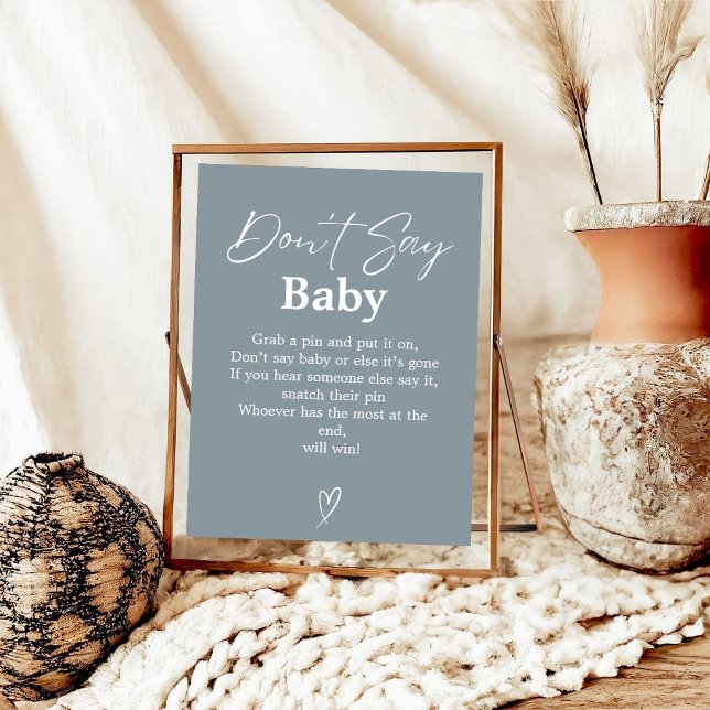 Dusty Blue Don't Say Baby Baby Shower Game sign (Creator Uploaded)