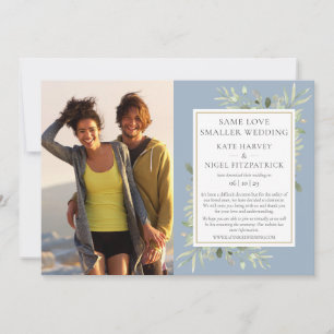 Dusty Blue Downsized Micro Wedding Announcement