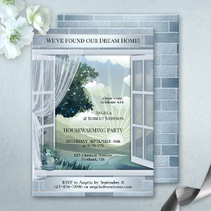 Dusty Blue Dream Home Housewarming Invitation
