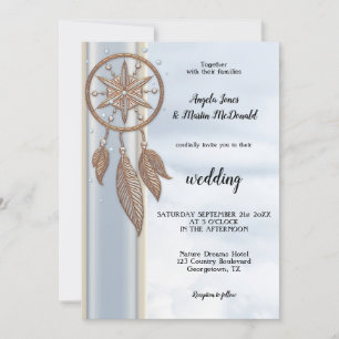 Dusty Blue Dreamcatcher Wedding Invitation