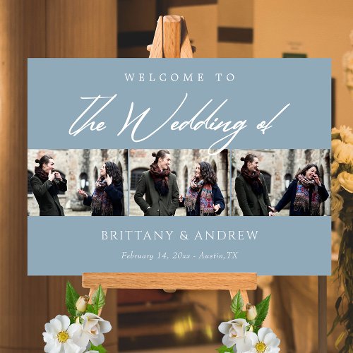 Dusty Blue Dreams Personalized Wedding Welcome Poster