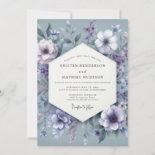 Dusty Blue Dreamy Floral Wedding Invitation
