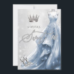 Dusty Blue Dress Snowflakes Winter Sweet 16 Invitation<br><div class="desc">Silver Dusty Blue Dress Snowflakes Winter Sweet 16 Invitation</div>