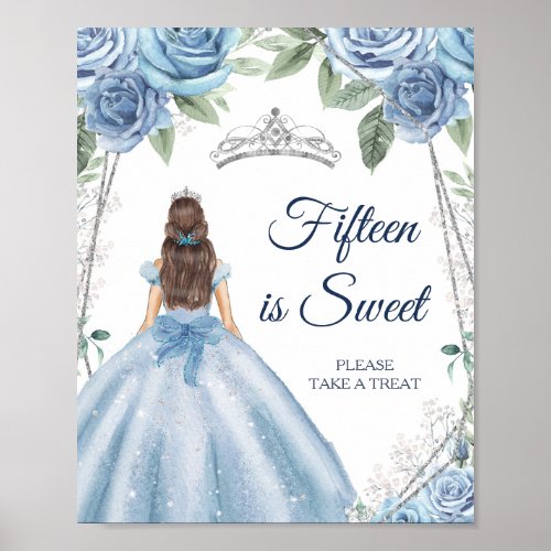 Dusty Blue Dresses Quinceaera Cards  Gifts Poster