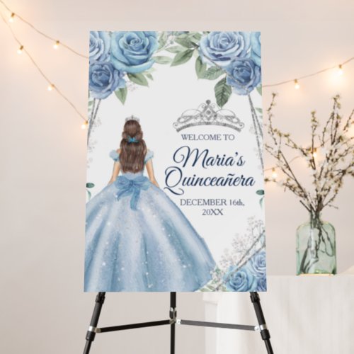 Dusty Blue Dresses Quinceaera Crown Birthday Foam Board