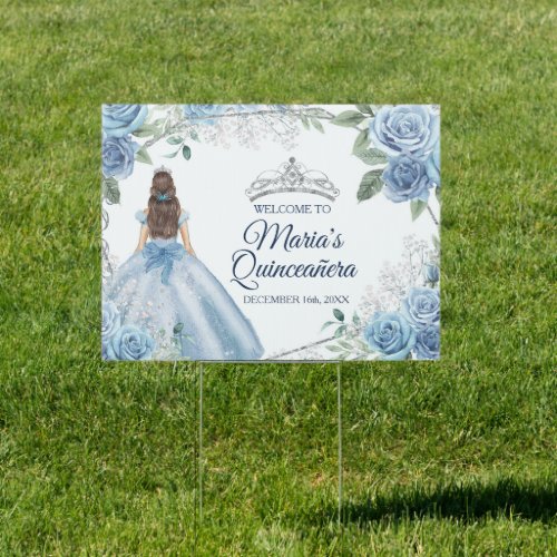 Dusty Blue Dresses Quinceaera Crown Birthday Sign
