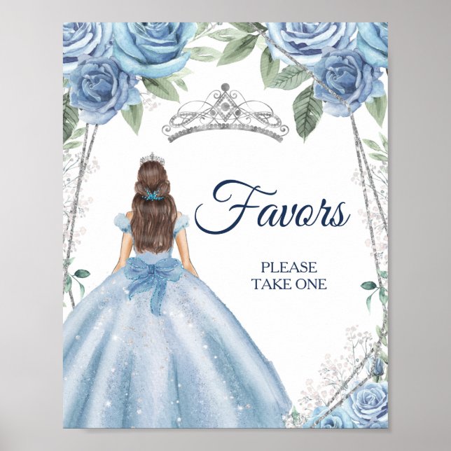 Dusty Blue Dresses Quinceañera Favors Poster (Front)