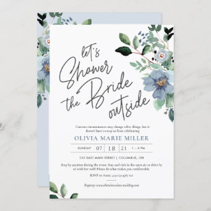 Dusty Blue Drive By Bridal Shower Invitation