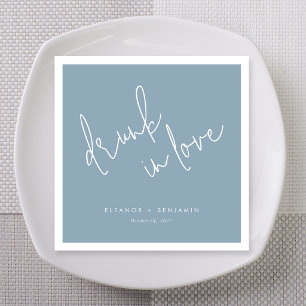 Dusty Blue Drunk in Love Wedding Napkins
