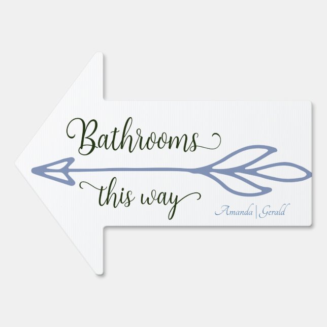 Dusty Blue Dusk Bathrooms This Way Arrow Sign (Front)