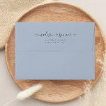 Dusty Blue elegant and modern wedding 5x7 Envelope<br><div class="desc">A customizable handwriting solid dusty Blue 5X7 envelope with a white lining inside. This personalized elegant solid blue envelope is a classy way to send invitations. 
Personalize this design with your own handwritten return address on the back flap. Perfect for birthday,  wedding,  bachelorette party,  bridal shower or baby shower.</div>