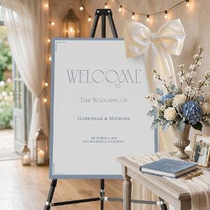 Dusty Blue Elegant Art Deco Wedding Welcome Sign