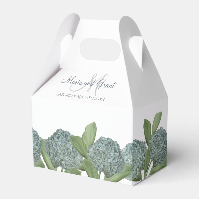 Dusty Blue Elegant Blue Floral Custom Wedding Favor Boxes (Front Side)