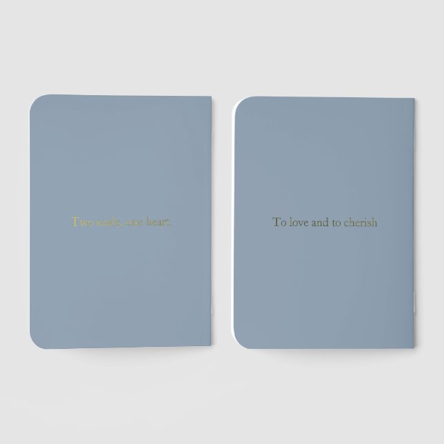 Dusty Blue Elegant Calligraphy Script His and Hers Foil Vow Books (Back)
