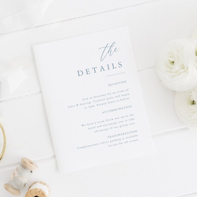 Dusty Blue Elegant Calligraphy Wedding Details Enclosure Card (Creator Uploaded)