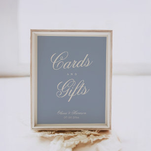 Dusty Blue Elegant Cards Gifts Table Sign