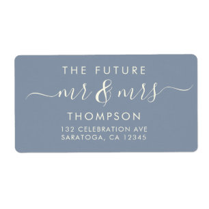 Dusty Blue Elegant Chic Future MR and MRS Address Label