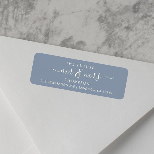 Dusty Blue Elegant Chic Future MR and MRS Address Label