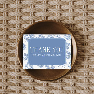 Dusty Blue Elegant Chinoiserie Wedding Letterpress Thank You Card
