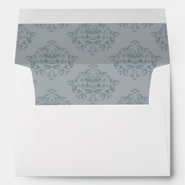 Dusty Blue Elegant Damask envelope (Back (Bottom))