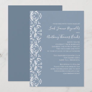 Dusty Blue Elegant Damask Invitation