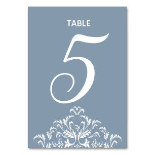Dusty Blue elegant Damask Table Card