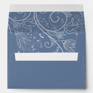Dusty Blue Elegant Floral Wedding Envelope