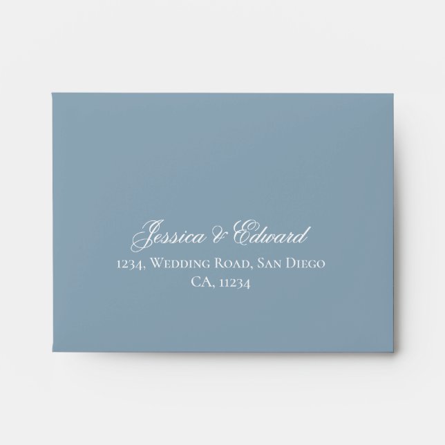 Dusty Blue Elegant Floral Wedding RSVP Envelope (Front)
