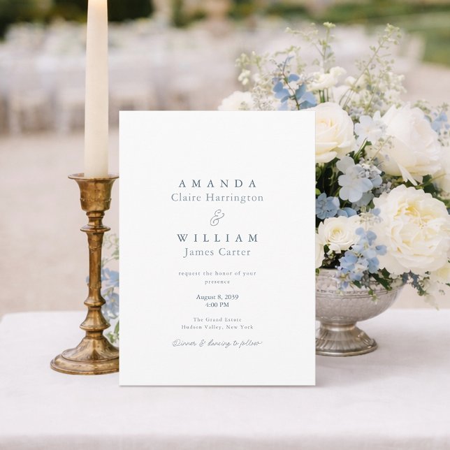 Dusty Blue Elegant French Wedding Invitation (Creator Uploaded)