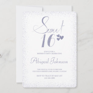 Dusty Blue Elegant Girls Sweet 16 Birthday  Invitation