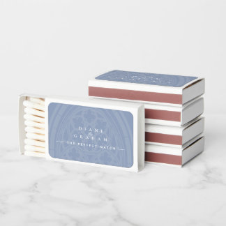 Dusty Blue Elegant Gothic Classic Castle Wedding Matchboxes