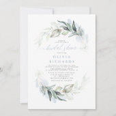 Dusty Blue Elegant Greenery Bridal Shower Invitation (Front)