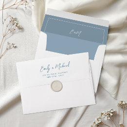 Dusty Blue Elegant Minimal Wedding Envelope