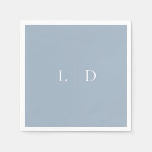 Dusty Blue Elegant Minimalist Monogram Wedding Napkins