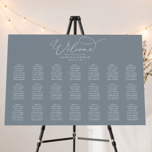 Dusty Blue Elegant Minimalist Seating Chart Foam Board