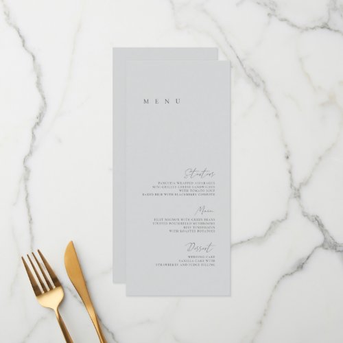 Dusty Blue Elegant Minimalist Wedding Flat Menu