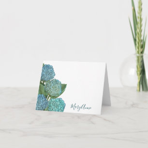 Dusty Blue Elegant Modern Hydrangea Floral Note Card