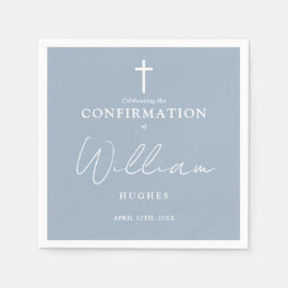 Dusty Blue Elegant Modern Minimalist Confirmation Napkins