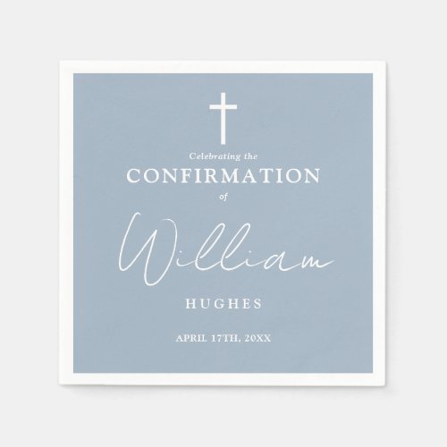 Dusty Blue Elegant Modern Minimalist Confirmation
