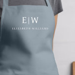 Dusty Blue Elegant Modern Minimalist Monogram Name Apron<br><div class="desc">Elevate your culinary experience with our Classic Elegant Modern Minimalist Monogram Name Cooking Apron. This kitchen essential seamlessly merges timeless elegance with contemporary minimalism. Crafted with precision, this apron is not just a practical accessory but also a statement of personal style. The customizable monogram and name option allows you to...</div>