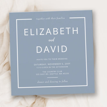 Dusty Blue Elegant Modern Minimalist Wedding Invitation