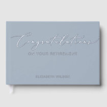 Dusty Blue Elegant Modern Retirement Guest Book