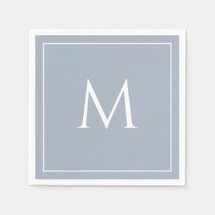Dusty blue elegant monogram initial napkins