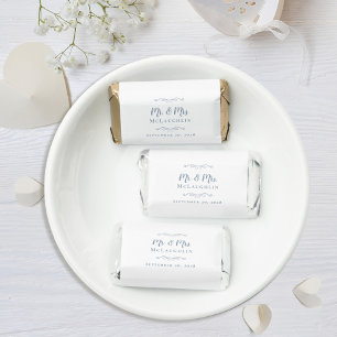 Dusty Blue Elegant Mr & Mrs Wedding Favor
