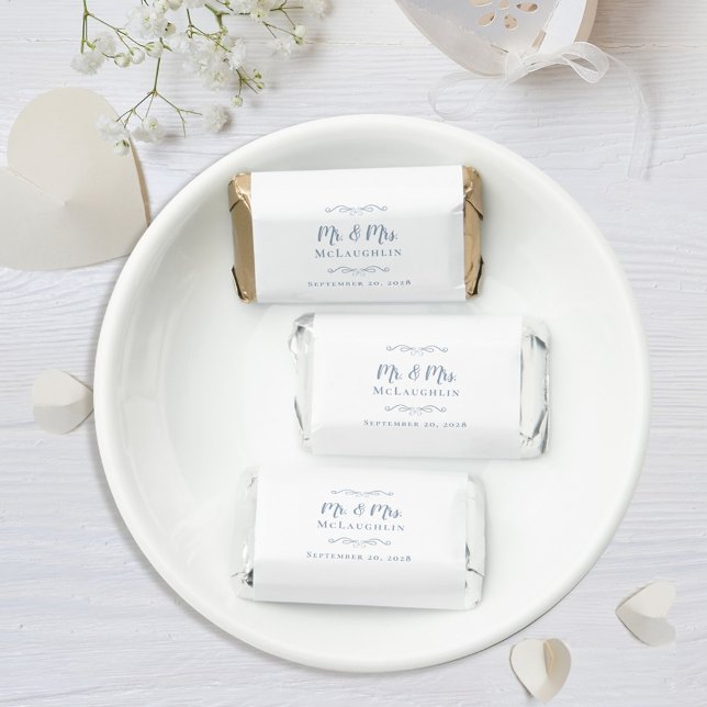Dusty Blue Elegant Mr & Mrs Wedding Favor (Creator Uploaded)